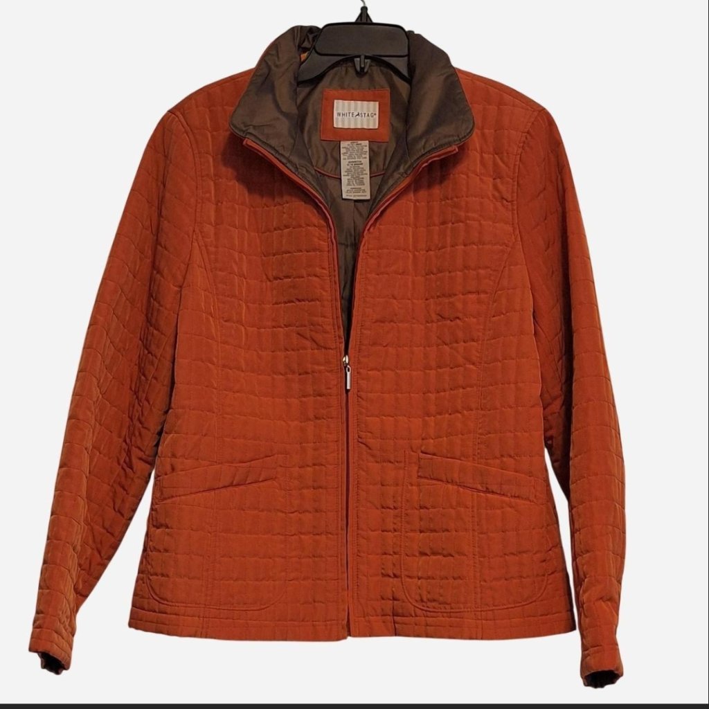Women's Large, Quilted Jacket. Nwt, Rustic Orange/Chocolate Brown Lining.